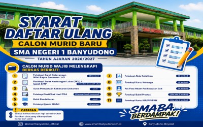 SYARAT DAFTAR ULANG SPMB SMAN1 BANYUDONO 26/27